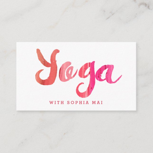 Trendy Modern Pink Yoga Instructor Visitenkarte (Vorderseite)