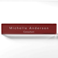 Trendy Modern Red Consultant Desk Namplate