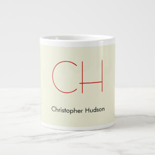 Trendy Modern Red Monogram Beige Jumbo-Tasse