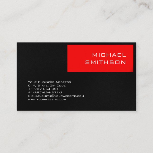 Trendy Modern Red Strip Black Gray Business Card Visitenkarte (Vorderseite)