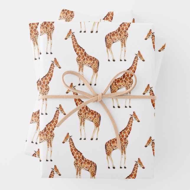 Trendy Modern Safari Jungle Animals Giraffe Geschenkpapier Set (Beispiel)
