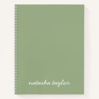 Trendy Modern Sage Green Script Monogram Name