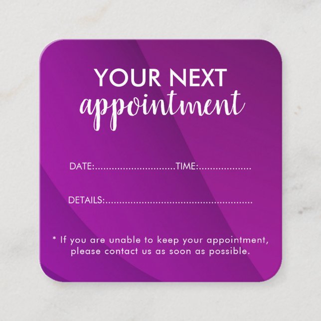 Trendy Modern Salon Appointment Reminder Card Terminkarte (Vorderseite)