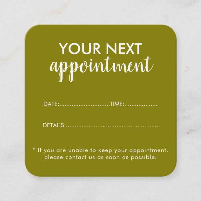Trendy Modern Salon Appointment Reminder Card Terminkarte (Vorderseite)