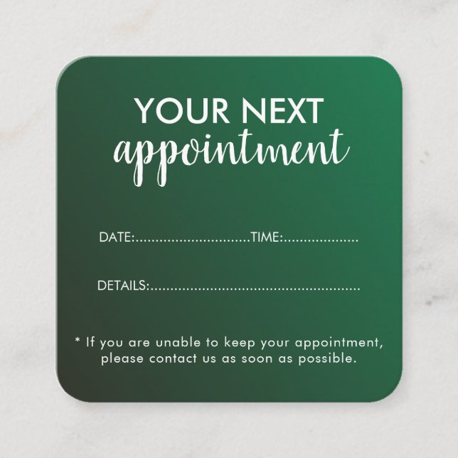 Trendy Modern Salon Appointment Reminder Card Terminkarte (Vorderseite)
