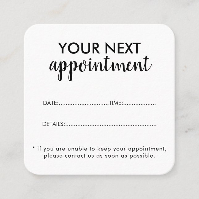 Trendy Modern Salon Appointment Reminder Card Terminkarte (Vorderseite)