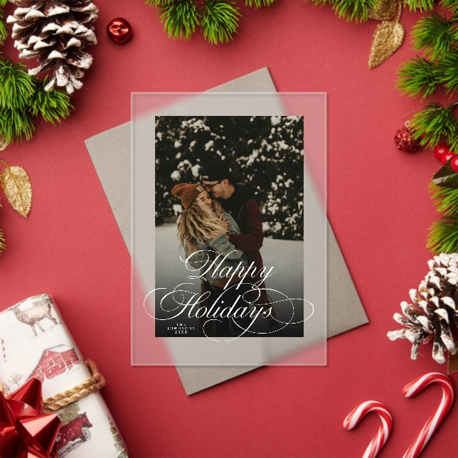 Trendy Modern Script & Arch 1 Photo Christmas Card Acryleinladungen (Insitu (Feiertag))