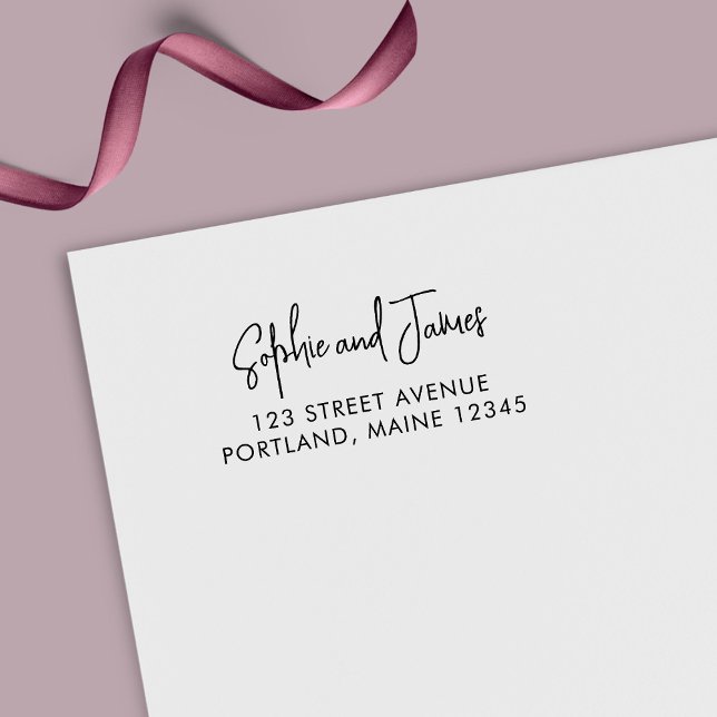 Trendy Modern Script Couple Name Rücksendeadresse Permastempel (Von Creator hochgeladen)