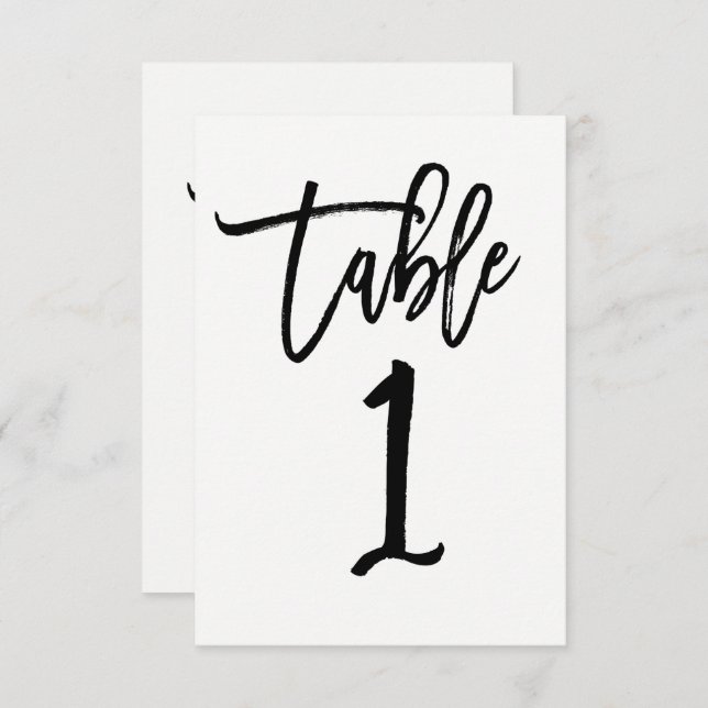 Trendy Modern Script Tischnummer 1 (Vorne/Hinten)