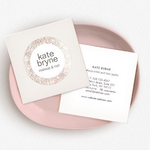 Trendy Modern Silver Sequin Beauty Salon Quadratische Visitenkarte