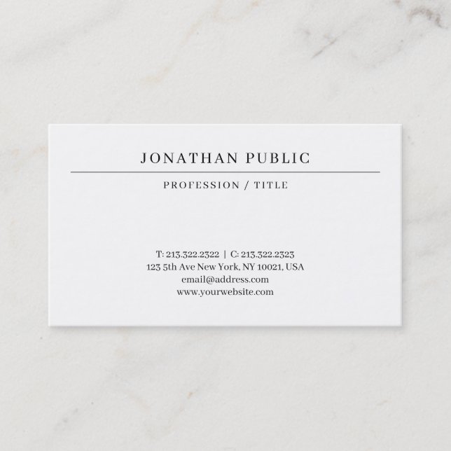 Trendy Modern Simple Template Elegant Luxury Visitenkarte (Vorderseite)
