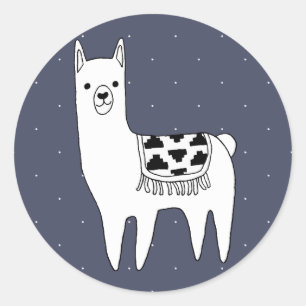 Trendy Modern Sketchy Lama Runder Aufkleber