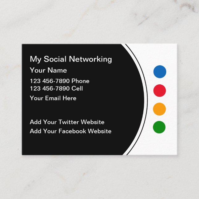 Trendy Modern Social Networking Business Cards Visitenkarte (Vorderseite)