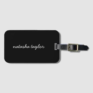 Trendy Modern Solid Black Script Monogram Gepäckanhänger