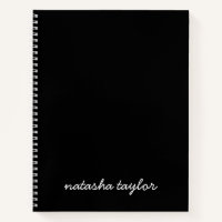 Trendy Modern Solid Black Script Monogram Name