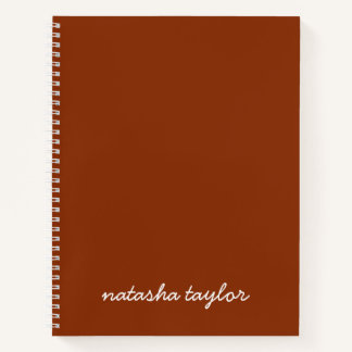 Trendy Modern Terracotta Script Monogram Name Notizbuch