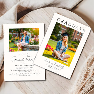 Trendy Modern Two Foto Graduation Party Einladung
