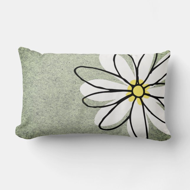 Trendy Modern White Doodle Daisy Gray Lendenkissen (Vorderseite)
