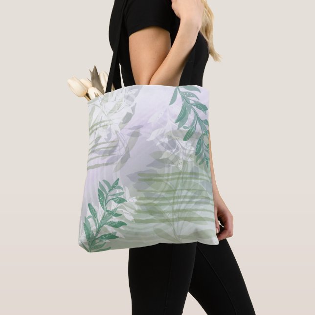 Trendy moderne abstrakt florale botanische Blätter Tasche (Von Nahem)