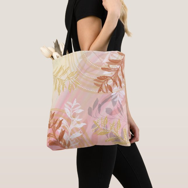 Trendy moderne abstrakt florale botanische Blätter Tasche (Von Nahem)