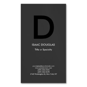 Trendy moderne, graue schwarze, fette Monogramm Magnetische Visitenkarte
