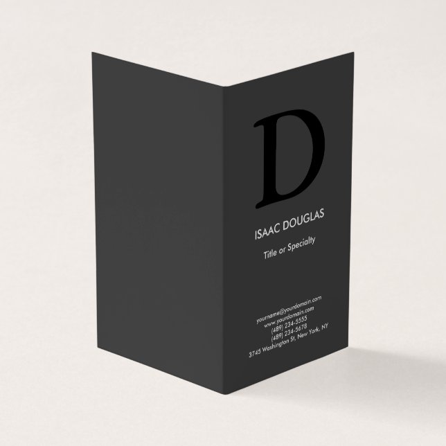 Trendy moderne, graue schwarze, fette Monogramm Visitenkarten (Vorderseite)