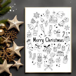 Trendy moderne Handgezeichnete Budget Schwarz & We Postkarte