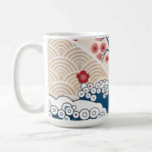 Trendy moderne japanische Welle & Sakura-Muster Kaffeetasse
