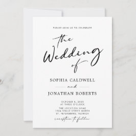 Trendy Moderne Kalligrafie Schwarz-Weiß-Hochzeit Einladung