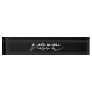 Trendy moderne Monogramm Erstschwarz beruflich Namensplakette