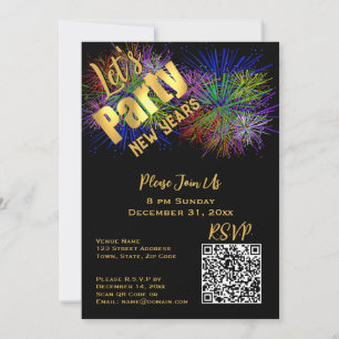 Trendy moderne QR-Code-Einladung zur Neujahrsparty Einladung