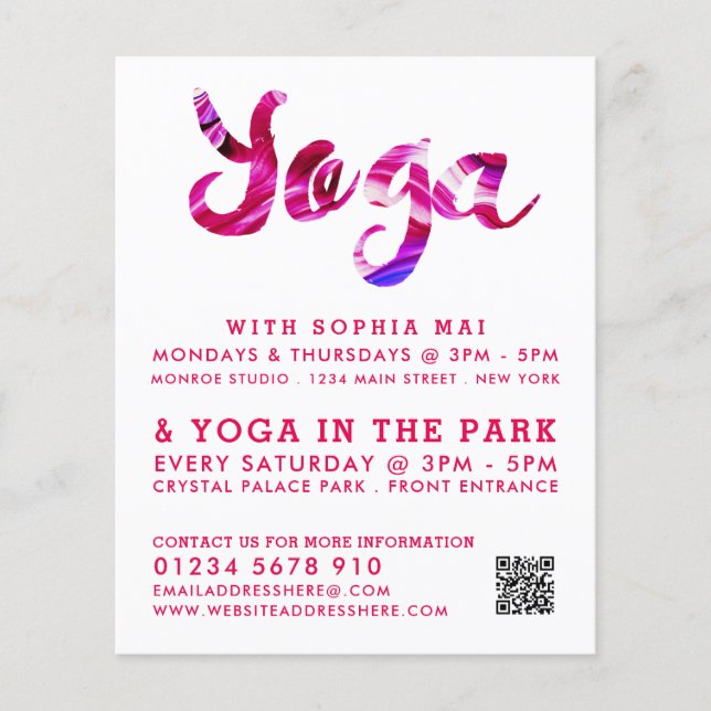 Trendy Moderne rosa Yoga Class Werbung Flyer (Vorne)