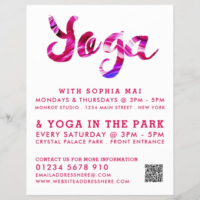 Trendy Moderne rosa Yoga Class Werbung Flyer (Vorne)