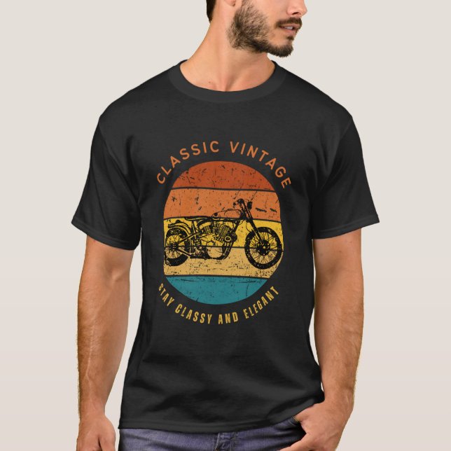 Trendy Moderne Vintage Motorradfahrer T-Shirt (Vorderseite)