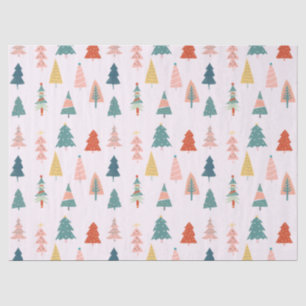Trendy Moderne Weihnachtsbaummuster auf Rosa Seidenpapier