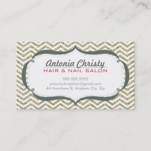 TRENDY moderne Zickzack Muster Imitate Gold Glitze Visitenkarte