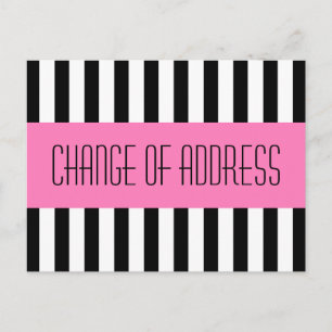 Trendy modische rosa neue Adresse bewegt Ankündigungspostkarte