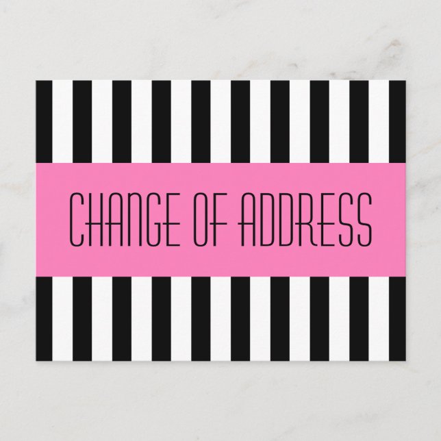 Trendy modische rosa neue Adresse bewegt Ankündigungspostkarte (Vorderseite)