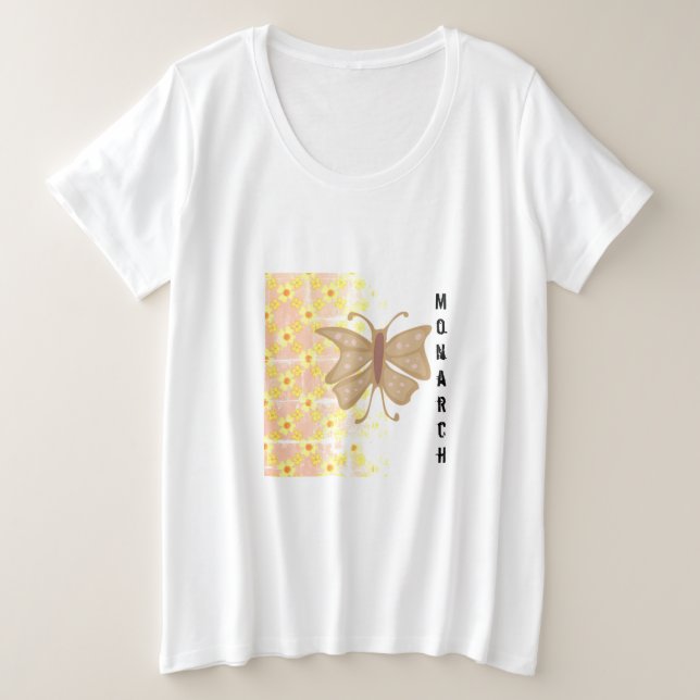 Trendy Monarch Butterfly und Pattern Abstrakt Große Größe T-Shirt (Design vorne)
