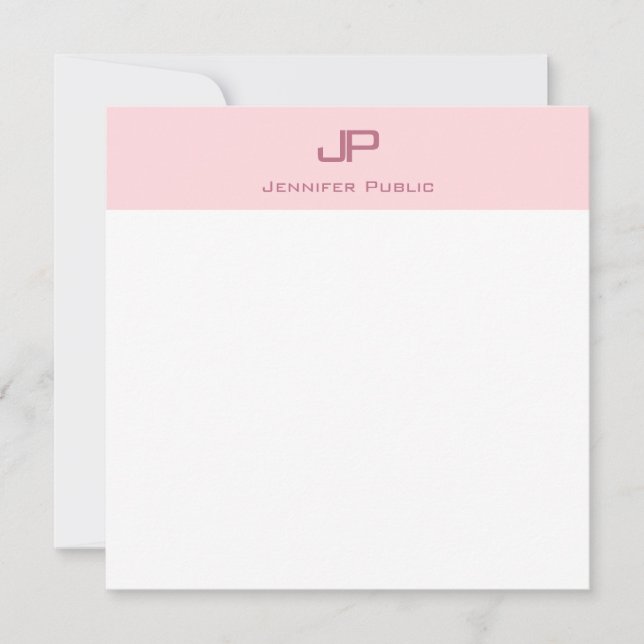 Trendy Monogram Blush Pink Minimalistische Vorlage (Vorderseite)