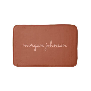 Trendy Monogram Burnt Orange + Blindskriptname Badematte