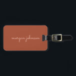 Trendy Monogram | Burnt Orange   Blindskriptname Gepäckanhänger<br><div class="desc">Ein stilvolles,  individuelles Monogramm in lässigem handgeschriebenem Schriftart in trendiger Orange und Rose.</div>