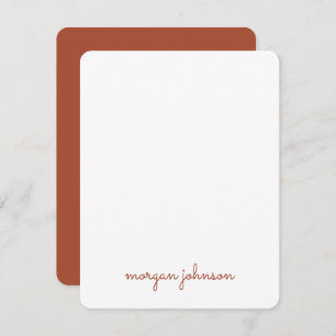 Trendy Monogram   Burnt Orange Script Name Mitteilungskarte