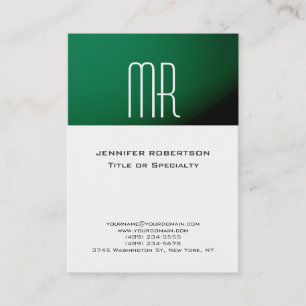 Trendy Monogram Green Strip White Business Card Visitenkarte