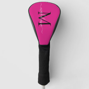 Trendy Monogram Hot Pink & Black Golf Head Cover Headcover