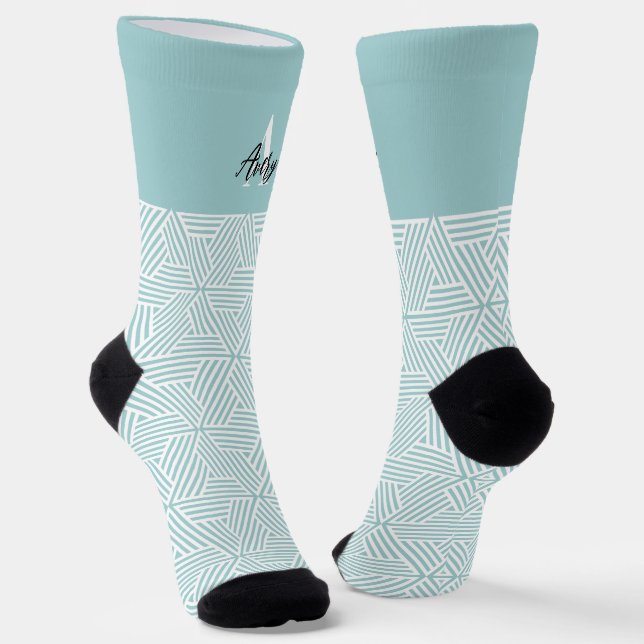 Trendy Monogram mit Skriptname Overlay Socken (Gewinkelt)