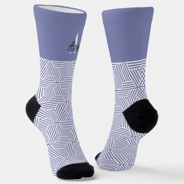 Trendy Monogram mit Skriptname Overlay Socken (Gewinkelt)