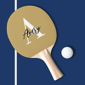 Trendy Monogram mit Skriptname Overlay Tischtennis Schläger