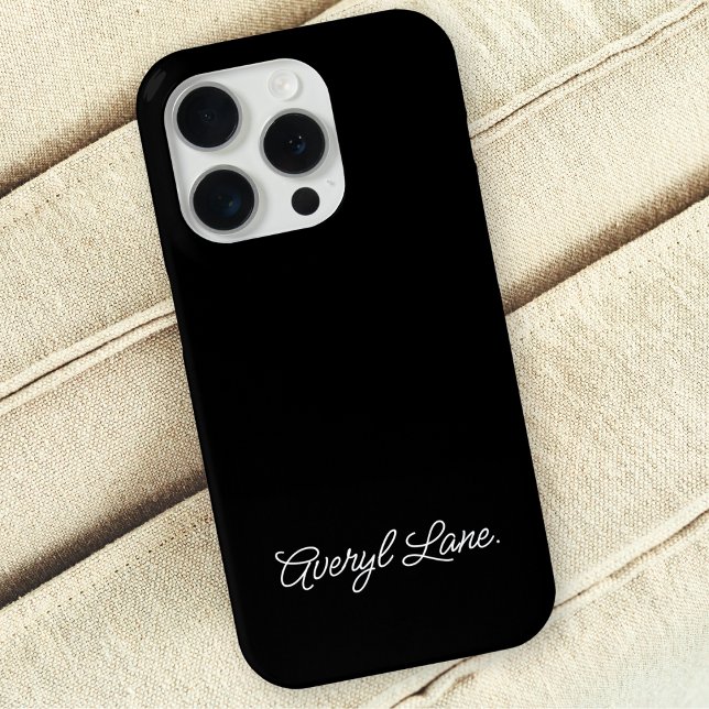 Trendy Monogram Modern Black Script Eleganter Name Case-Mate iPhone Hülle (Von Creator hochgeladen)
