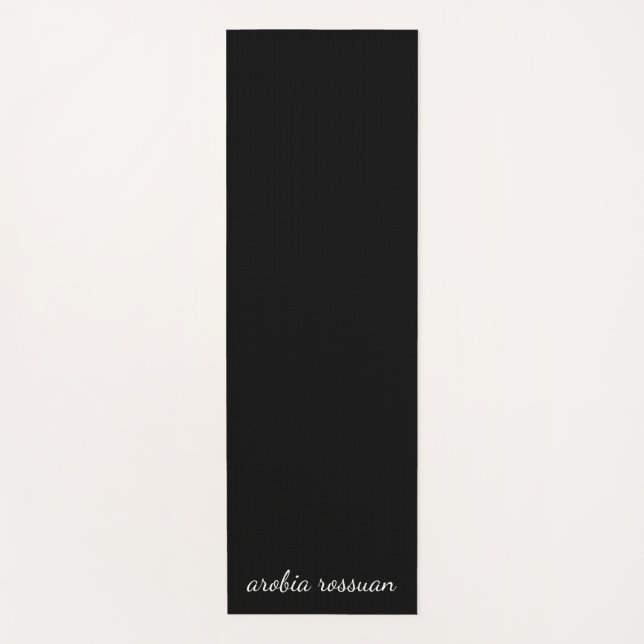 Trendy Monogram Modern Black Script Name Art Yogamatte (Vorderseite)